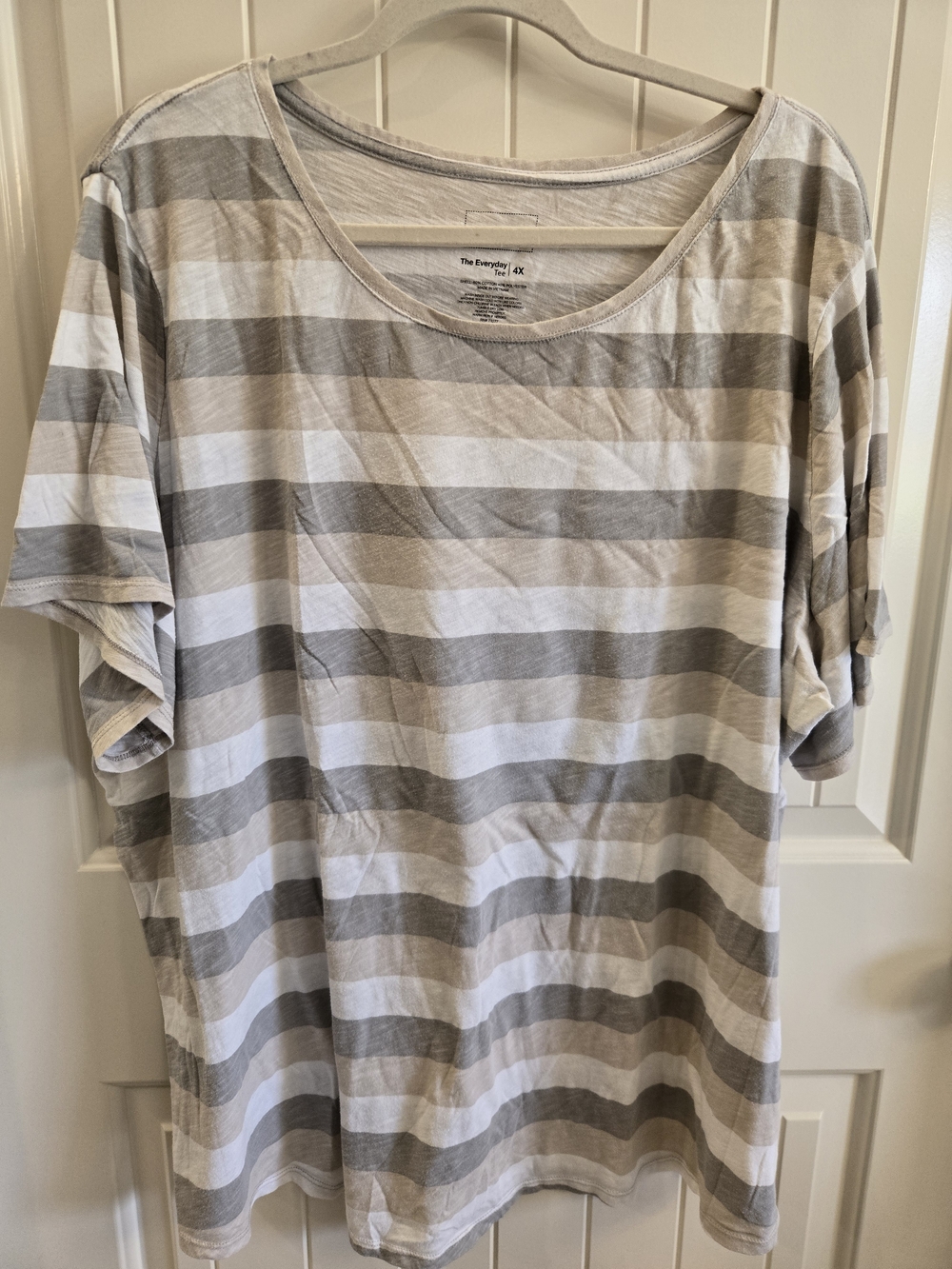Sonoma Womens's Short-Sleeve Striped Tee in Gray & White Size 4x
